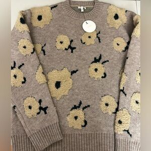Floral Patterned Sweater - Beige